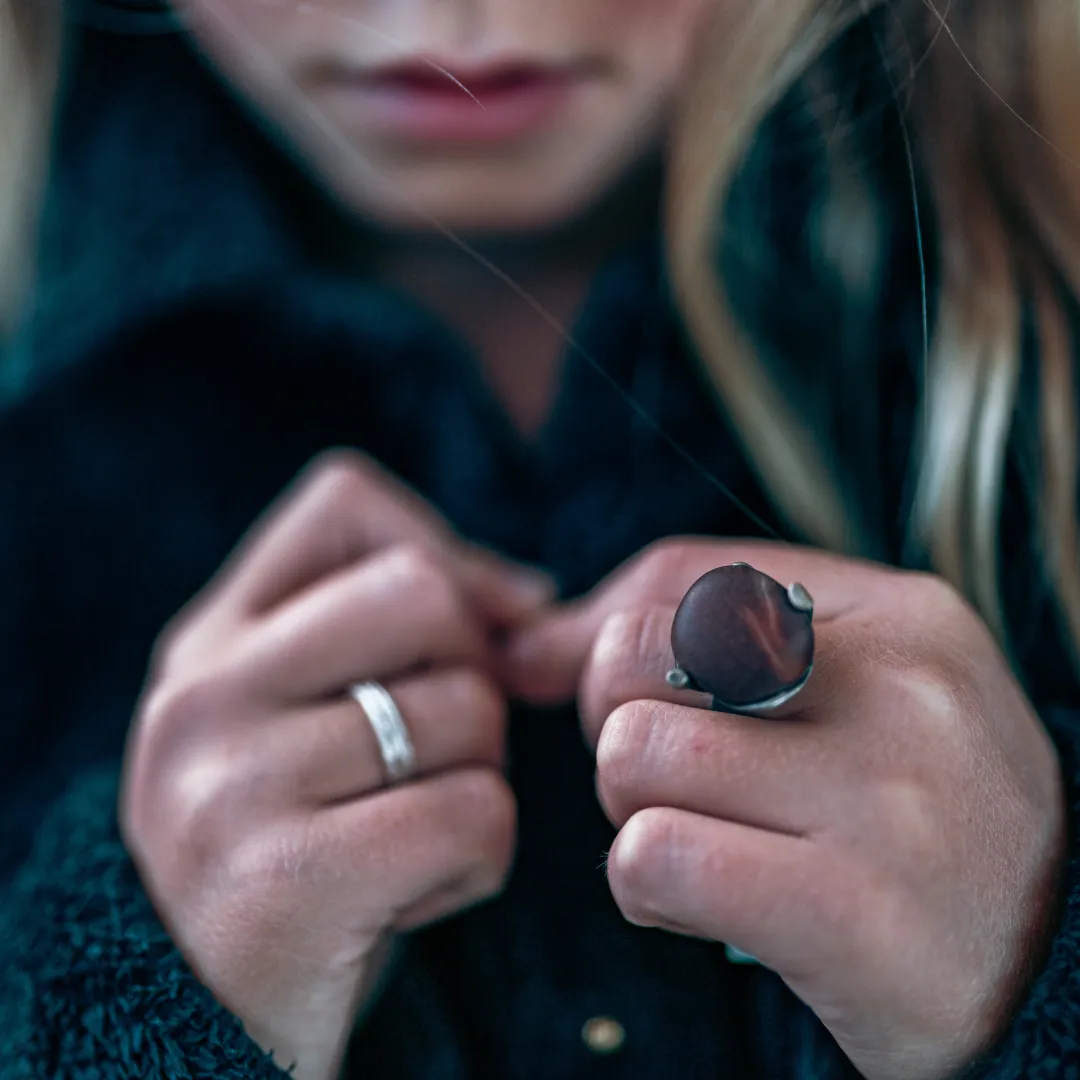 Bague en argent galet Corse