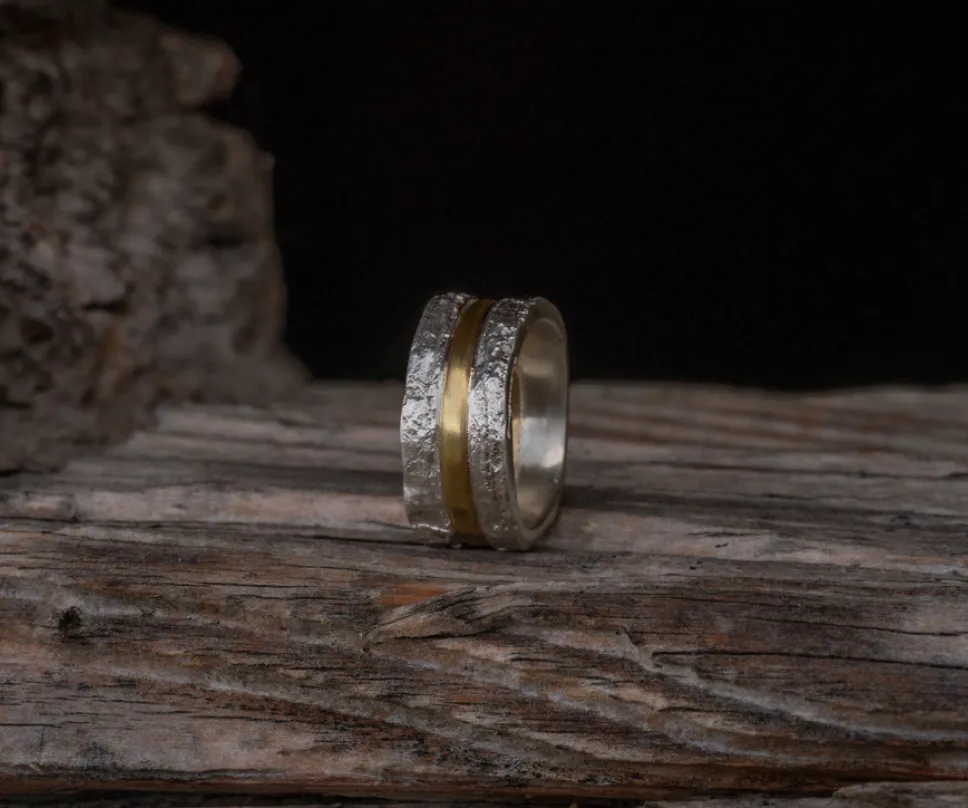 Bague en argent et or jaune