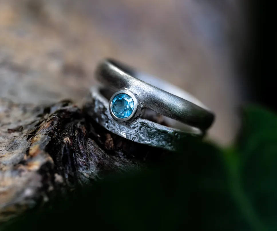 Bague en argent et aigue-marine