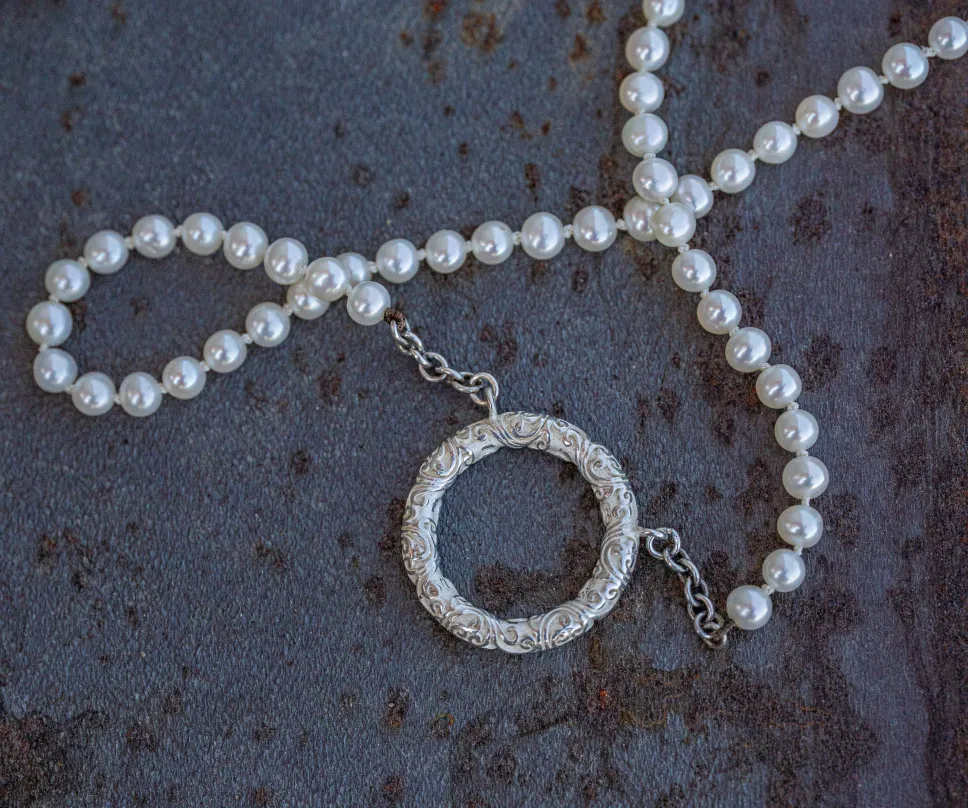 Collier transformation de bague, perle et argent